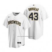 Camiseta Beisbol Hombre Milwaukee Brewers Mike Brosseau Replica Alterno Blanco