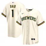 Camiseta Beisbol Hombre Milwaukee Brewers NO 1 Dad Primera Replica Blanco