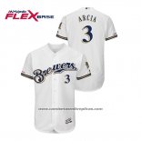 Camiseta Beisbol Hombre Milwaukee Brewers Orlando Arcia Autentico Flex Base Blanco