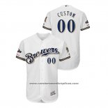 Camiseta Beisbol Hombre Milwaukee Brewers Personalizada 2019 Postemporada Flex Base Blanco