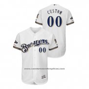 Camiseta Beisbol Hombre Milwaukee Brewers Personalizada 2019 Postemporada Flex Base Blanco