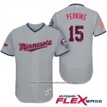 Camiseta Beisbol Hombre Minnesota Twins 2017 Estrellas y Rayas Glen Perkins Gris Flex Base