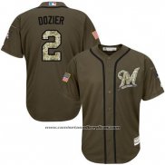 Camiseta Beisbol Hombre Minnesota Twins 2 Brian Dozier Verde Salute To Service