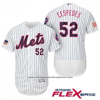 Camiseta Beisbol Hombre New York Mets 2017 Estrellas y Rayas Yoenis Cespedes Blanco Flex Base