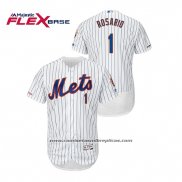 Camiseta Beisbol Hombre New York Mets Amed Rosario 150th Aniversario Patch Autentico Flex Base Blanco