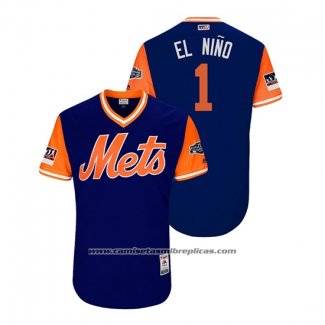 Camiseta Beisbol Hombre New York Mets Amed Rosario 2018 LLWS Players Weekend El Nino Azul