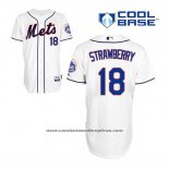 Camiseta Beisbol Hombre New York Mets Darryl Strawberry 18 Blanco Alterno Cool Base