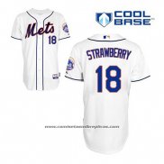 Camiseta Beisbol Hombre New York Mets Darryl Strawberry 18 Blanco Alterno Cool Base