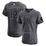 Camiseta Beisbol Hombre New York Mets Francisco Lindor City Connect Elite Gris