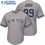 Camiseta Beisbol Hombre New York Yankees 2017 Postemporada Aaron Judge Gris Cool Base