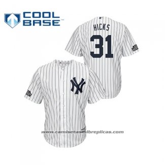 Camiseta Beisbol Hombre New York Yankees Aaron Hicks 2019 London Series Cool Base Blanco