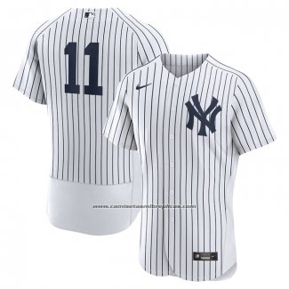 Camiseta Beisbol Hombre New York Yankees Anthony Volpe Primera Autentico Blanco Azul