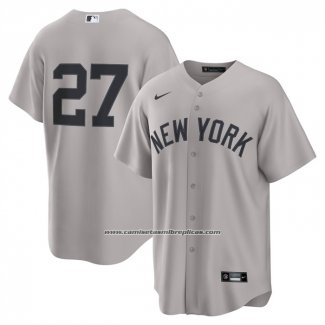 Camiseta Beisbol Hombre New York Yankees Giancarlo Stanton Segunda Replica Gris