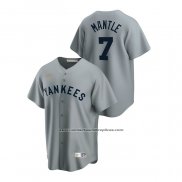 Camiseta Beisbol Hombre New York Yankees Mickey Mantle Cooperstown Collection Road Gris