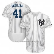 Camiseta Beisbol Hombre New York Yankees Miguel Andujar Blanco Azul Autentico