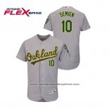 Camiseta Beisbol Hombre Oakland Athletics Marcus Semien 150th Aniversario Patch Autentico Flex Base Gris