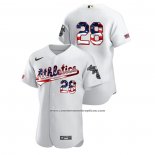 Camiseta Beisbol Hombre Oakland Athletics Matt Olson 2020 Stars & Stripes 4th of July Blanco