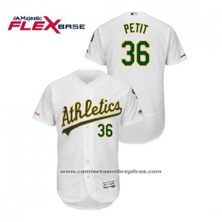 Camiseta Beisbol Hombre Oakland Athletics Yusmeiro Petit 150th Aniversario Patch Autentico Flex Base Blanco