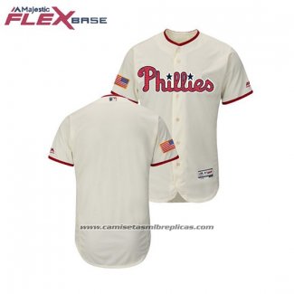 Camiseta Beisbol Hombre Philadelphia Phillies 2018 Stars & Stripes Flex Base Crema