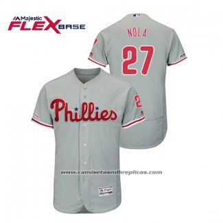 Camiseta Beisbol Hombre Philadelphia Phillies Aaron Nola Flex Base Gris