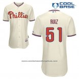 Camiseta Beisbol Hombre Philadelphia Phillies Carlos Ruiz 51 Crema Alterno Cool Base