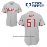 Camiseta Beisbol Hombre Philadelphia Phillies Carlos Ruiz 51 Gris Cool Base