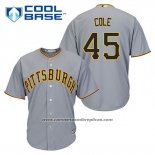 Camiseta Beisbol Hombre Pittsburgh Pirates Gerrit Cole 45 Gris Cool Base