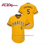 Camiseta Beisbol Hombre Pittsburgh Pirates Lonnie Chisenhall 150th Aniversario Patch Autentico Flex Base Amarillo