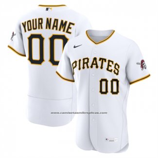 Camiseta Beisbol Hombre Pittsburgh Pirates Primera Autentico Personalizada Blanco1