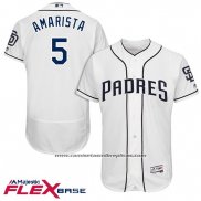 Camiseta Beisbol Hombre San Diego Padres 5 Alexi Amarista Blanco 2017 Flex Base