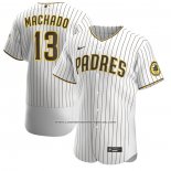 Camiseta Beisbol Hombre San Diego Padres Manny Machado Primera Autentico Blanco