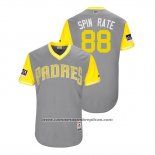 Camiseta Beisbol Hombre San Diego Padres Phil Maton 2018 LLWS Players Weekend Spin Rate Gris
