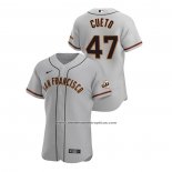 Camiseta Beisbol Hombre San Francisco Giants Johnny Cueto Autentico 2020 Road Gris