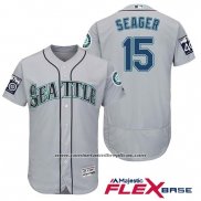 Camiseta Beisbol Hombre Seattle Mariners 15 Kyle Seager Gris 2017 Flex Base