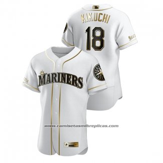 Camiseta Beisbol Hombre Seattle Mariners Yusei Kikuchi Golden Edition Autentico Blanco