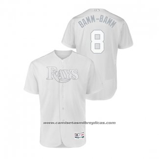 Camiseta Beisbol Hombre Tampa Bay Rays Brandon Lowe 2019 Players Weekend Autentico Blanco