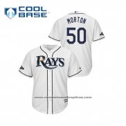 Camiseta Beisbol Hombre Tampa Bay Rays Charlie Morton 2019 Postemporada Cool Base Blanco