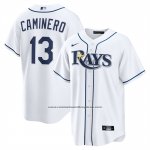 Camiseta Beisbol Hombre Tampa Bay Rays Junior Caminero Primera Replica Blanco