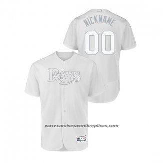 Camiseta Beisbol Hombre Tampa Bay Rays Personalizada 2019 Players Weekend Autentico Blanco