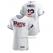 Camiseta Beisbol Hombre Tampa Bay Rays Wade Boggs 2020 Stars & Stripes 4th of July Blanco