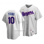 Camiseta Beisbol Hombre Texas Rangers Michael Young Cooperstown Collection Primera Blanco