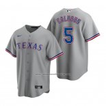 Camiseta Beisbol Hombre Texas Rangers Willie Calhoun Replica Road Gris