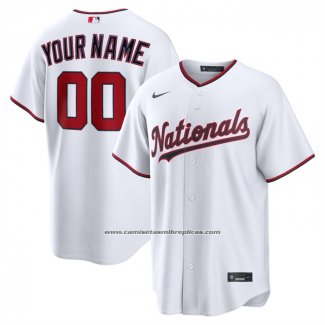 Camiseta Beisbol Hombre Washington Nationals Primera Replica Personalizada Blanco1