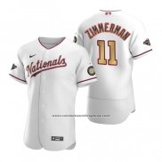 Camiseta Beisbol Hombre Washington Nationals Ryan Zimmerman Gold-Trimmed Championship Autentico Blanco