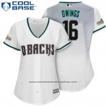 Camiseta Beisbol Mujer Arizona Diamondbacks 2017 Postemporada 16 Chris Owings Blanco Cool Base