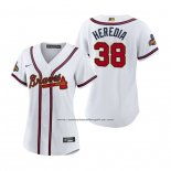 Camiseta Beisbol Mujer Atlanta Braves Guillermo Heredia 2022 Gold Program Replica Blanco