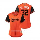 Camiseta Beisbol Mujer Baltimore Orioles Yefry Ramirez 2018 LLWS Players Weekend El Varon Orange