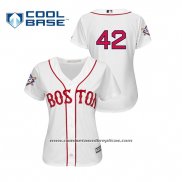 Camiseta Beisbol Mujer Boston Red Sox 2019 Jackie Robinson Day Cool Base Blanco
