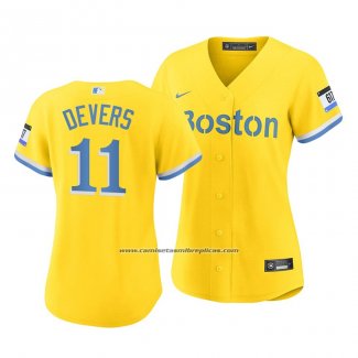 Camiseta Beisbol Mujer Boston Red Sox Rafael Devers 2021 City Connect Replica Oro