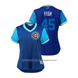 Camiseta Beisbol Mujer Chicago Cubs Anthony Bass 2018 LLWS Players Weekend Fish Azul